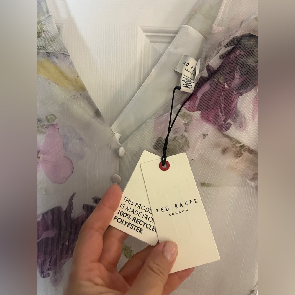 NWT Ted Baker Women's Ivory Angel Sleeve Fit-Flare Mini Dress US size 4 - Picture 7 of 15